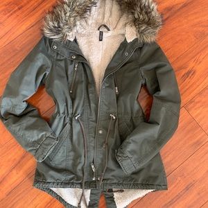 Dark Olive Furry Jacket